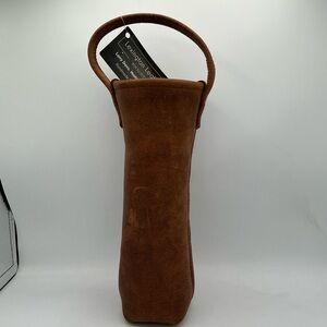 Brown Leather Wine Tote with sheepskin lining NWT